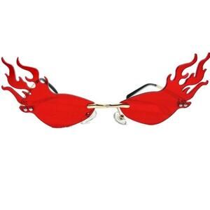 Fox & Raine Flame Shaped Novelty Sunglasses Red Gold Party Streetwear
